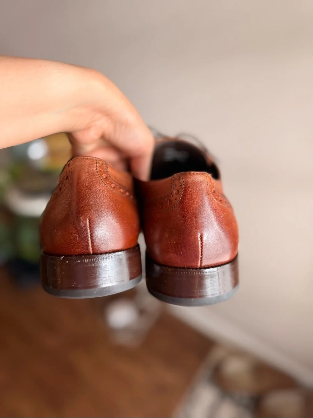 Cole Haan Men's Brown Leather Brogue Dress Shoes - Lace-Up Oxford